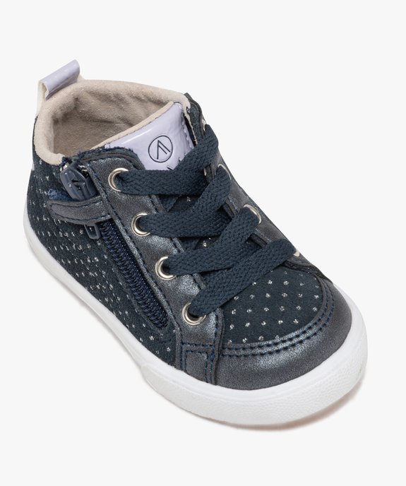 Baskets bébé fille mid-cut en cuir à petits pois scintillants - Alma Planète vue5 - ALMA - GEMO