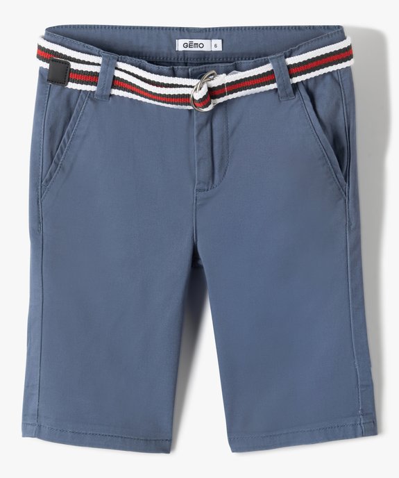 Bermuda en coton avec ceinture tricolore garçon vue1 - GEMO 4G GARCON - GEMO