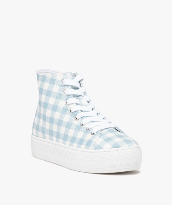 Baskets femme mid-cut en toile à semelle plateforme vue3 - GEMO 4G FEMME - GEMO