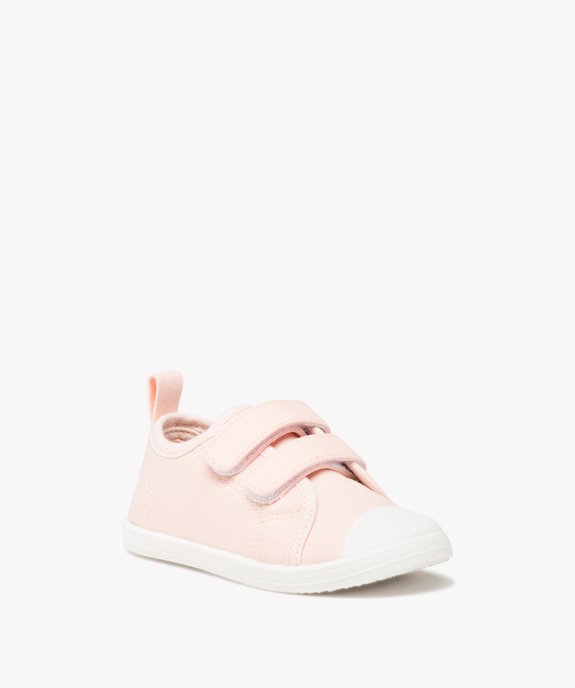 Tennis bébé fille en toile unie fermeture scratch vue2 - GEMO(BEBE DEBT) - GEMO