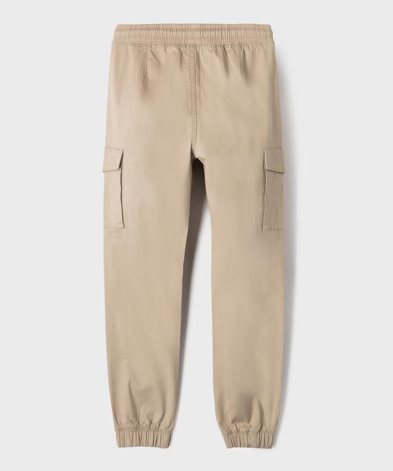 Pantalon cargo jogger en coton stretch à taille élastiquée garçon vue4 - GEMO (JUNIOR) - GEMO
