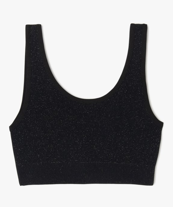 Brassière en maille côtelée à paillettes fille vue1 - GEMO 4G FILLE - GEMO