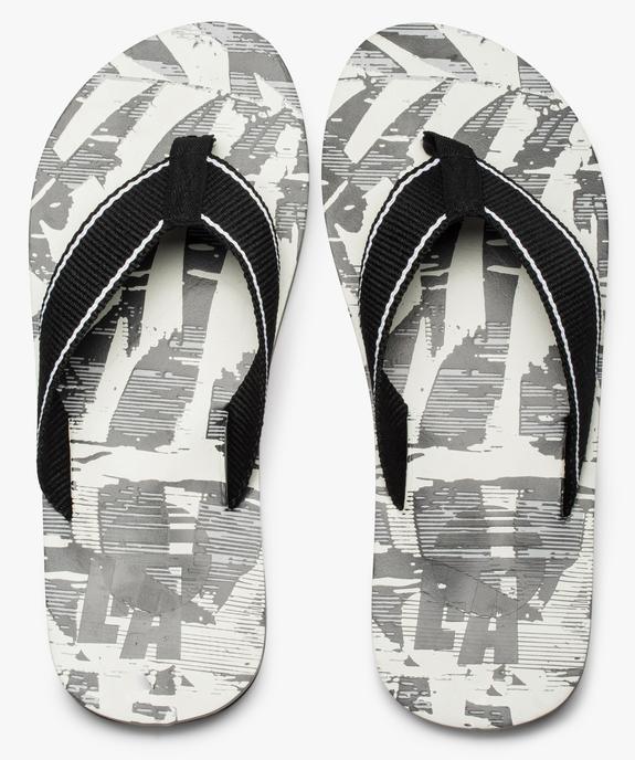 Tongs homme larges brides en toile et semelle imprimée  vue2 - GEMO (PLAGE) - GEMO