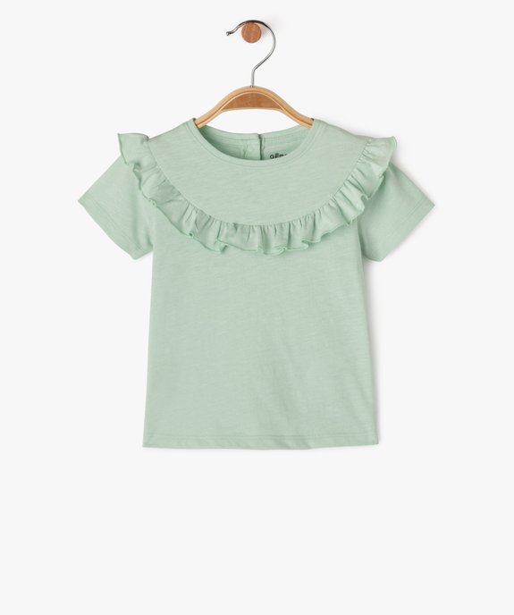 Tee-shirt manches courtes à plastron volanté bébé fille vue1 - GEMO(BEBE DEBT) - GEMO