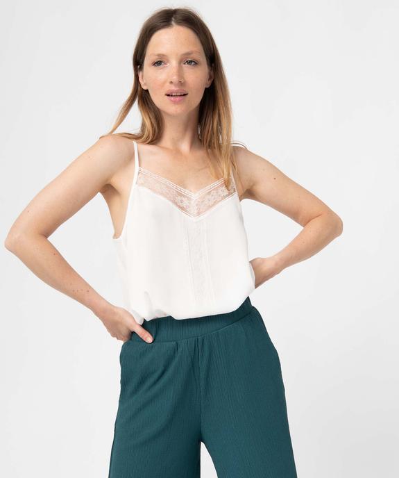 Débardeur femme à fines bretelles et empiècement dentelle vue2 - GEMO(FEMME PAP) - GEMO