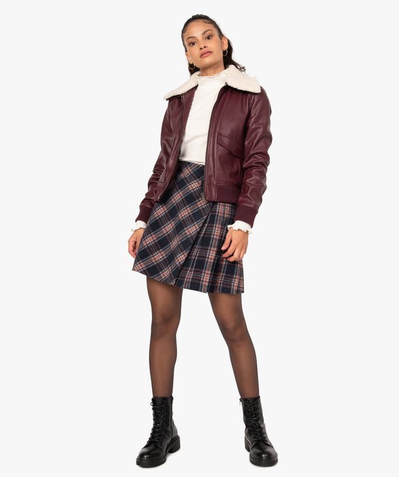 Blouson femme aviateur avec col fourrure imitation amovible vue5 - GEMO(FEMME PAP) - GEMO