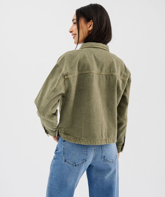 Veste en jean coloré large et courte femme vue3 - GEMO 4G FEMME - GEMO