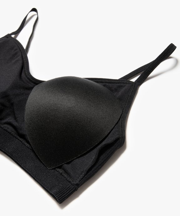Brassière à fines bretelles en maille côtelée avec mousses amovibles fille vue3 - GEMO (JUNIOR) - GEMO