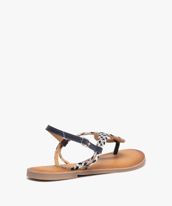 Sandales femme à talon plat et brides tressées en cuir vue4 - GEMO (CASUAL) - GEMO