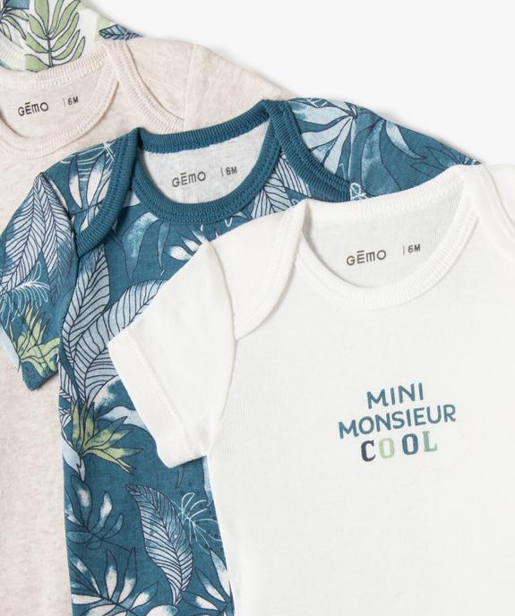 Body bébé garçon manches courtes imprimé tropical (lot de 5) vue2 - GEMO 4G BEBE - GEMO
