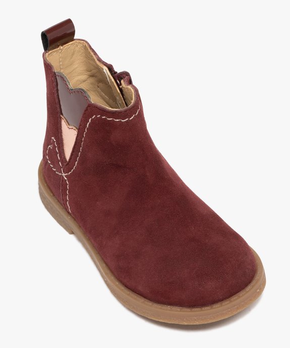 Bottes bébé fille en cuir suédé à zip détails petits coeurs - NA! vue6 - NA! - GEMO