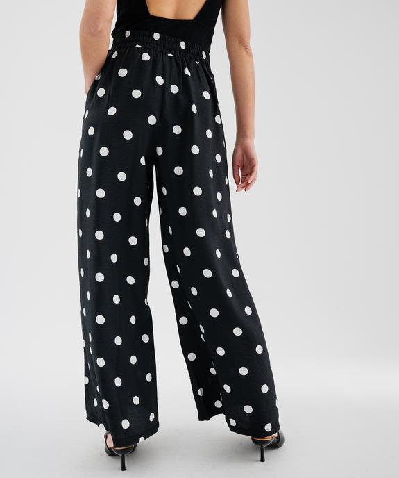 Pantalon large en viscose fluide à pois femme vue3 - GEMO 4G FEMME - GEMO