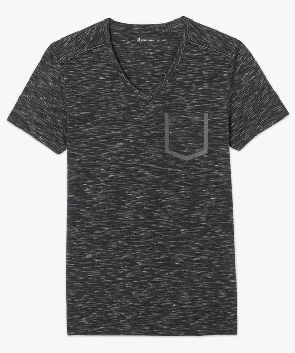Tee-shirt chiné col V détails contrastants vue4 - GEMO (HOMME) - GEMO