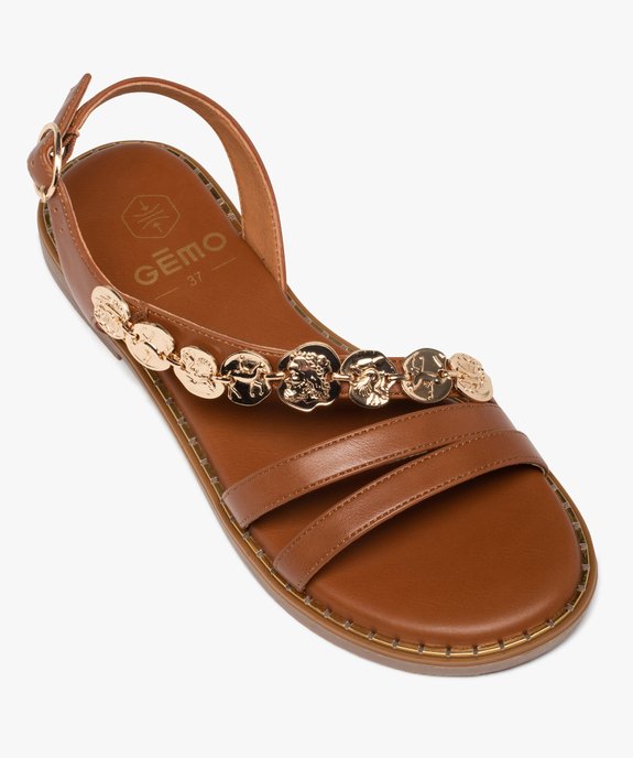 Sandales femme à talon plat avec bijoux métallisés vue5 - GEMO (CASUAL) - GEMO
