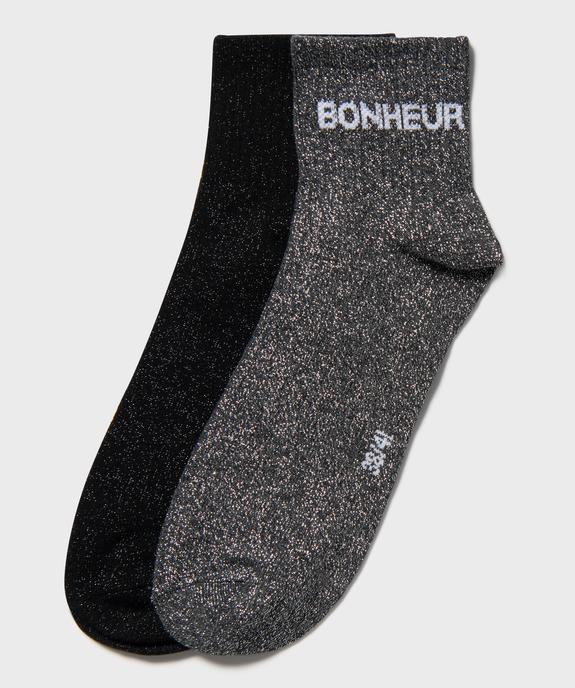 Socquettes pailletées à message femme (lot de 2) vue1 - GEMO(HOMWR FEM) - GEMO