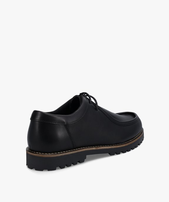 Chaussures bateau homme dessus cuir uni – Tanéo vue4 - TANEO - GEMO