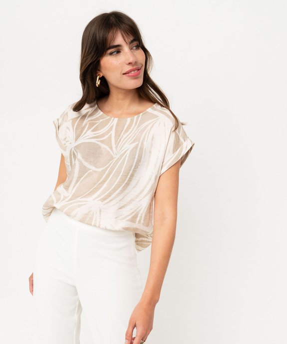 Blouse manches courtes en viscose froissée et imprimée femme vue1 - GEMO(FEMME PAP) - GEMO