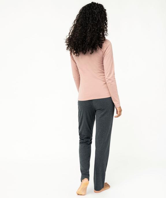Pyjama bicolore avec motif femme vue3 - GEMO 4G FEMME - GEMO