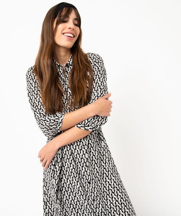 Robe chemise longue à manches 3/4 femme vue3 - GEMO 4G FEMME - GEMO