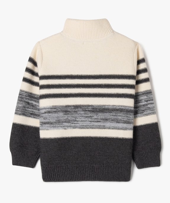 Pull en maille à rayures avec col zippé garçon vue4 - GEMO (ENFANT) - GEMO