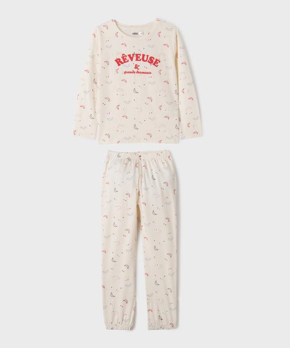 Pyjama en coton imprimé avec message fille vue1 - GEMO 4G FILLE - GEMO
