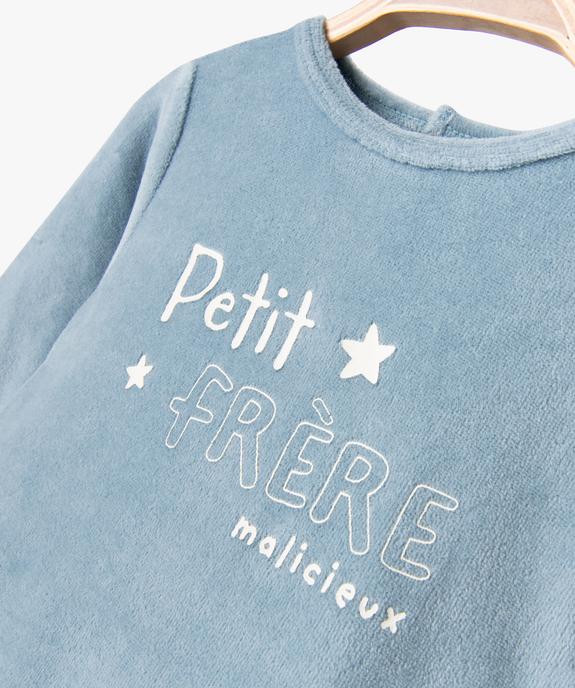 Pyjama en velours bébé avec message sur le buste vue2 - GEMO(BB COUCHE) - GEMO