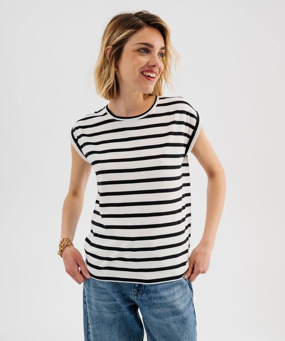 Tee-shirt rayé à manches ultra courtes femme vue7 - GEMO 4G FEMME - GEMO