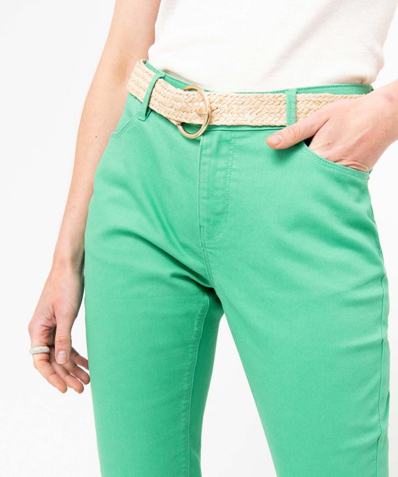 Pantacourt femme en toile denim avec ceinture tressée vue2 - GEMO 4G FEMME - GEMO