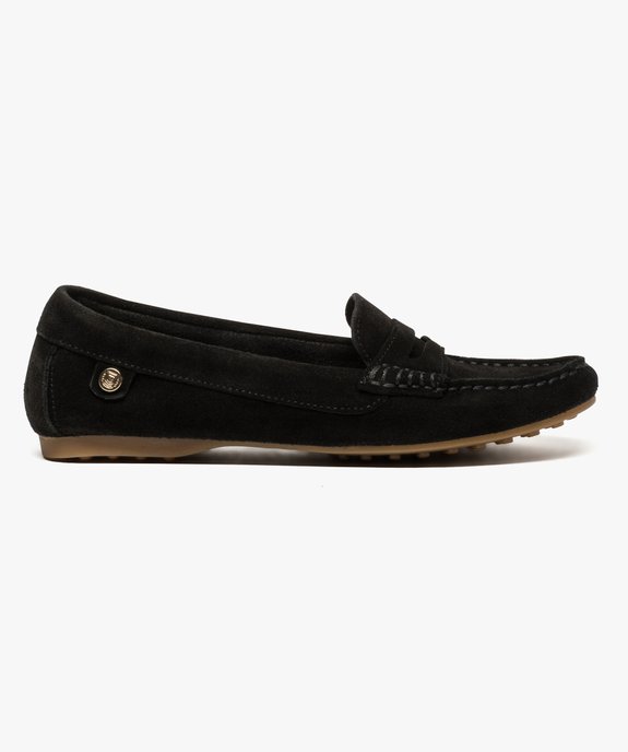 Mocassins femme en cuir uni et semelle à picots vue2 - GEMO (CASUAL) - GEMO