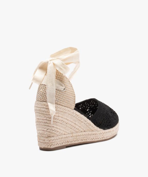 Sandales femme compensées dessus macramé et lacets ruban vue4 - SANS MARQUE - GEMO