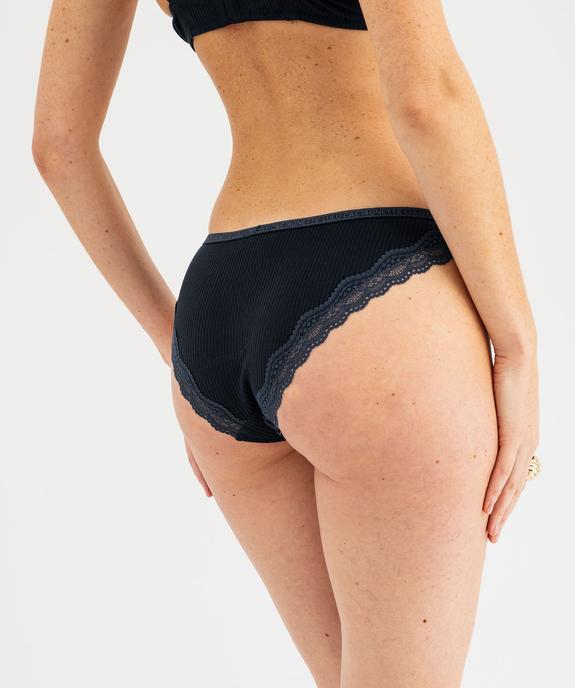 Culotte en maille côtelée avec dentelle femme - LuluCastagnette vue2 - LULUCASTAGNETTE - GEMO