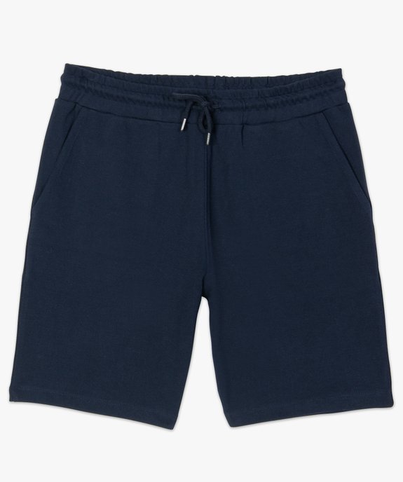 Bermuda homme uni en coton piqué vue4 - GEMO (HOMME) - GEMO