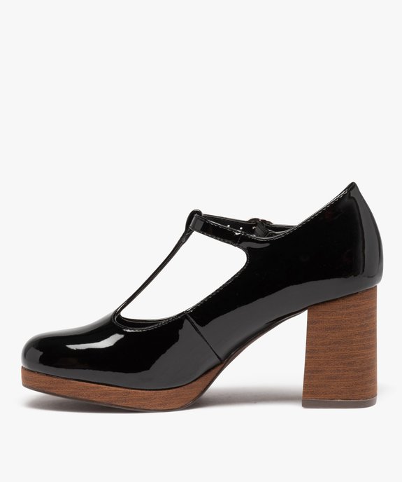 Escarpin verni forme salomé avec large talon femme vue3 - GEMO(URBAIN) - GEMO