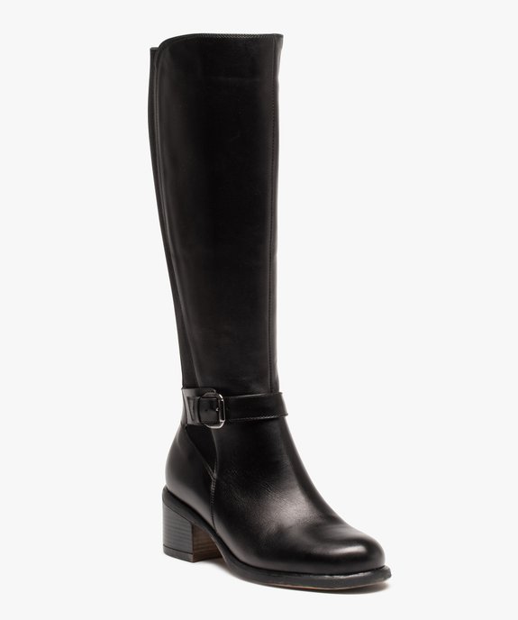 Bottes femme à talon dessus cuir uni bride décorative - Tanéo vue3 - TANEO - GEMO
