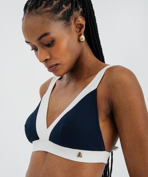 Haut de maillot de bain triangle bicolore femme - LuluCastagnette vue4 - LULUCASTAGNETTE - GEMO