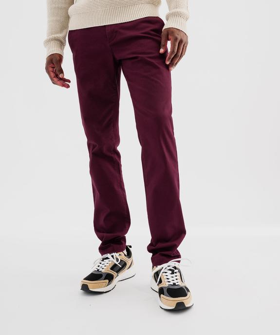 Pantalon chino en coton stretch avec ceinture tressée homme vue1 - GEMO 4G HOMME - GEMO