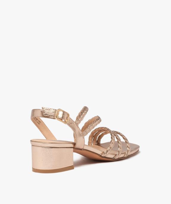Sandales femme à talon carré et brides tressées métallisées vue5 - GEMO(URBAIN) - GEMO