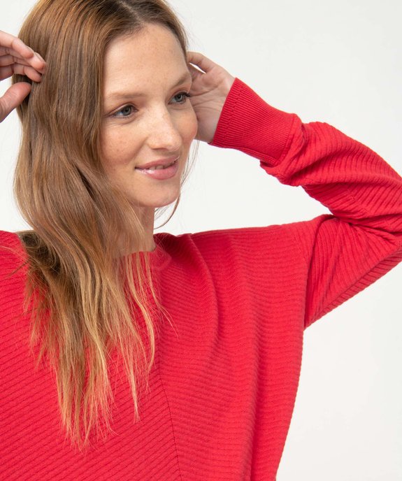 Pull femme en maille graphique et ouverture dos vue2 - GEMO(FEMME PAP) - GEMO