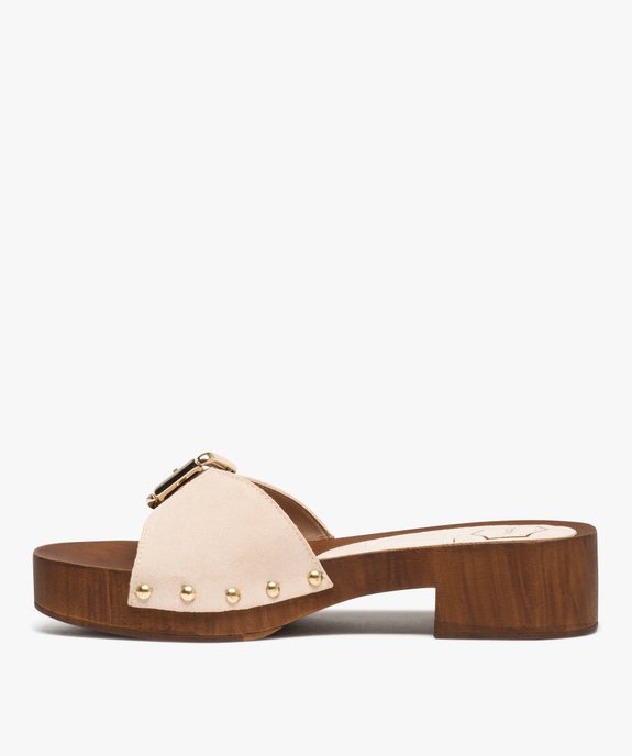 Mules femme à talon large et bride en cuir - Taneo vue3 - TANEO - GEMO