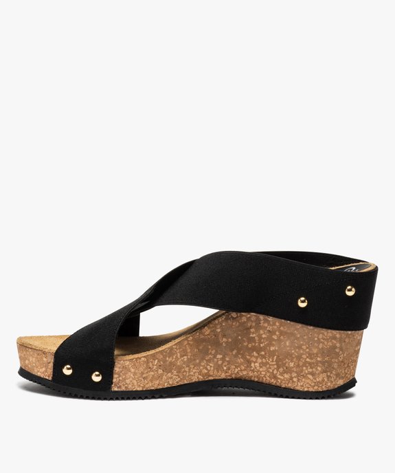 Mules femme à talon compensé et larges brides élastiques vue3 - GEMO(URBAIN) - GEMO