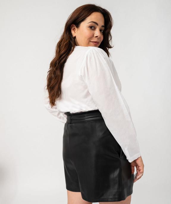 Chemise en coton avec broderie et dentelle femme grande taille vue3 - GEMO (G TAILLE) - GEMO