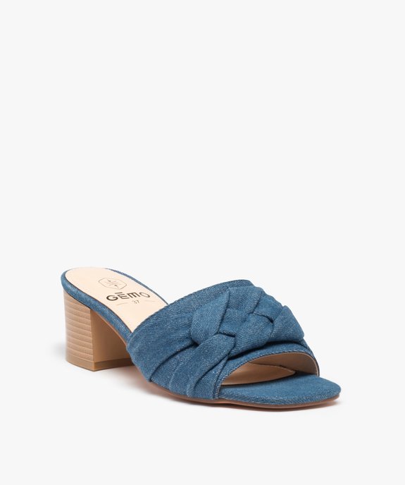 Mules femme à talon dessus tressé en denim vue3 - GEMO(URBAIN) - GEMO