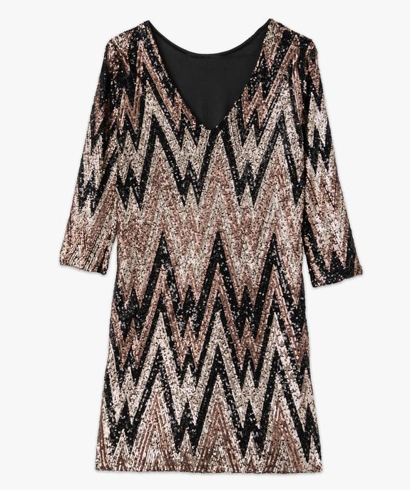 Robe à sequins tricolores à manches 3/4 femme vue4 - GEMO(FEMME PAP) - GEMO