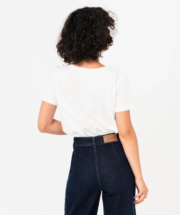 Tee-shirt manches courtes à boutons décoratifs femme vue3 - GEMO(FEMME PAP) - GEMO