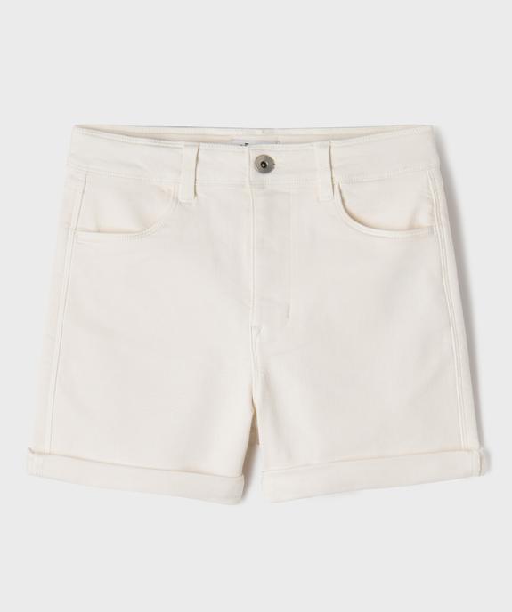 Short en toile denim avec taille haute ajustable fille vue1 - GEMO (JUNIOR) - GEMO