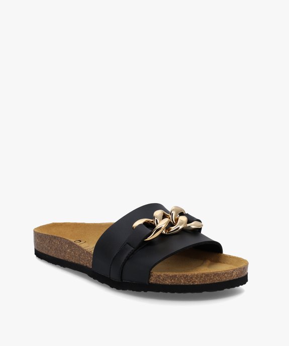 Mules femme à talon plat et bride avec chaîne métallique vue2 - GEMO (CASUAL) - GEMO