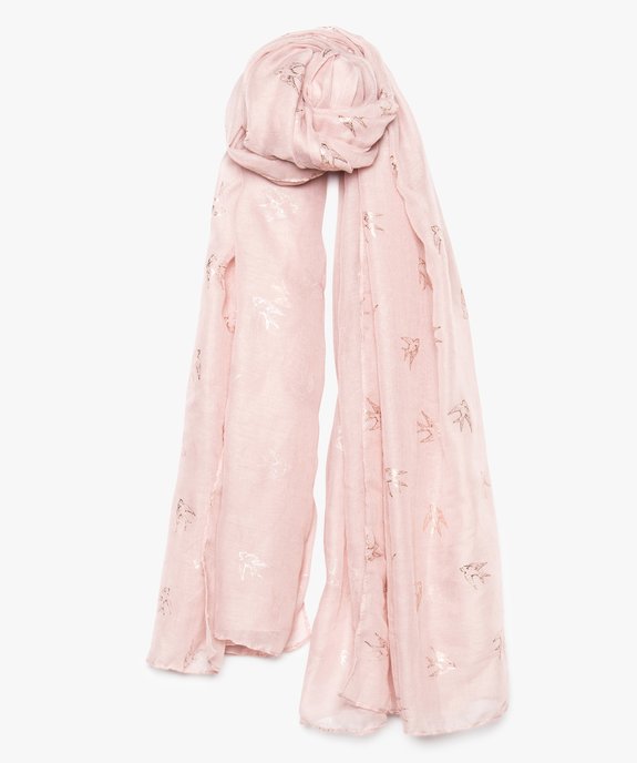 Foulard oversize en voile fin à motifs oiseaux brillants vue2 - GEMO (ACCESS) - GEMO
