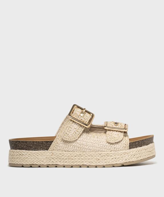 Mules double bride en textile avec semelle plateforme femme - 5 Miles vue1 - 5 MILES - GEMO