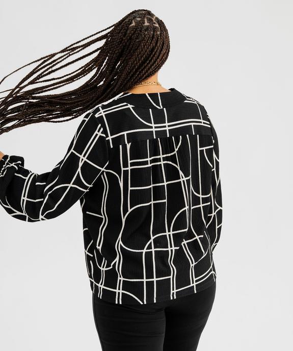 Tee-shirt imprimé à manches longues à col V femme grande taille vue3 - GEMO 4G GT - GEMO