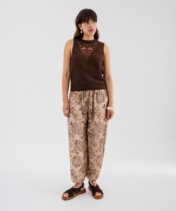 Pantalon sarouel en voile imprimé femme vue5 - GEMO(FEMME PAP) - GEMO